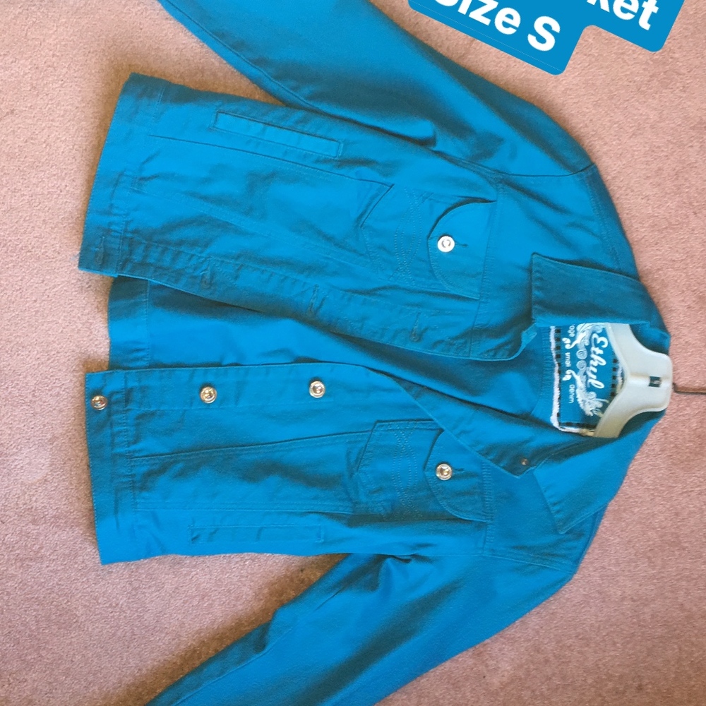 Turquoise Denim Jacket Size Small